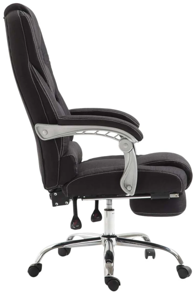 Fauteuil de bureau sur roulettes avec repose-pieds et hauteur ajustable pivotant en tissu noir 10_0002588