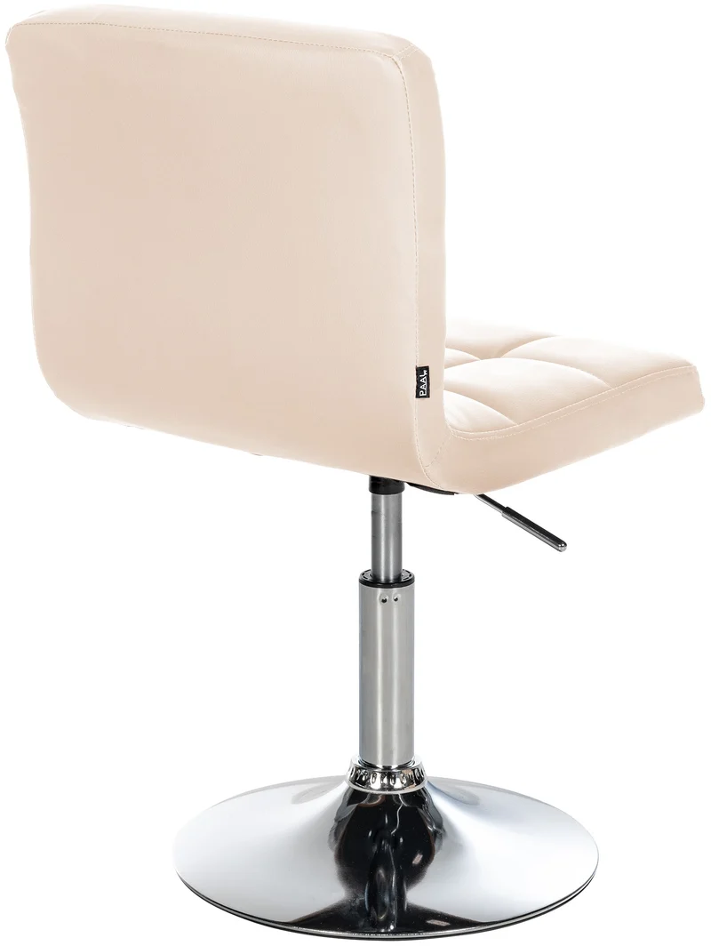 Chaise de salle à manger x1 hauteur réglable design moderne couture décorative en PVC crème piètement en métal 10_0005500