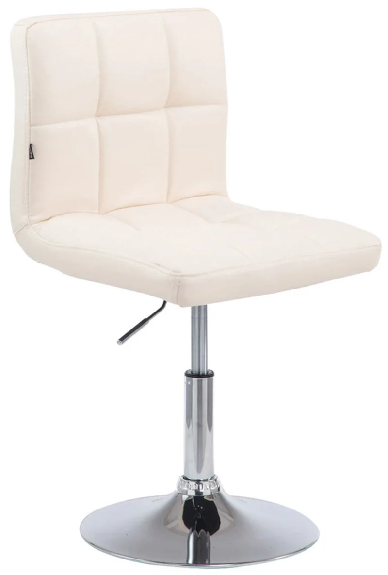 Lot de 4 chaises de salle à manger hauteur réglable design moderne couture décorative en similicuir crème piètement en métal 10_0006401