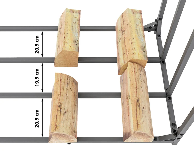 Range-bûches étagère support bois de cheminée 165x165 cm en aluminium laqué anthracite 10_0003585