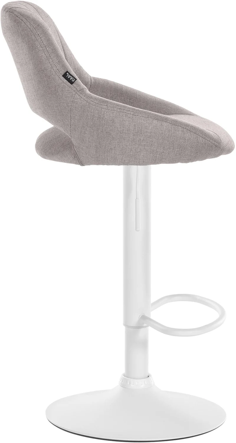Lot de 2 tabourets de bar réglables en tissu gris dossier ajouré et pied métal blanc 10_0006338