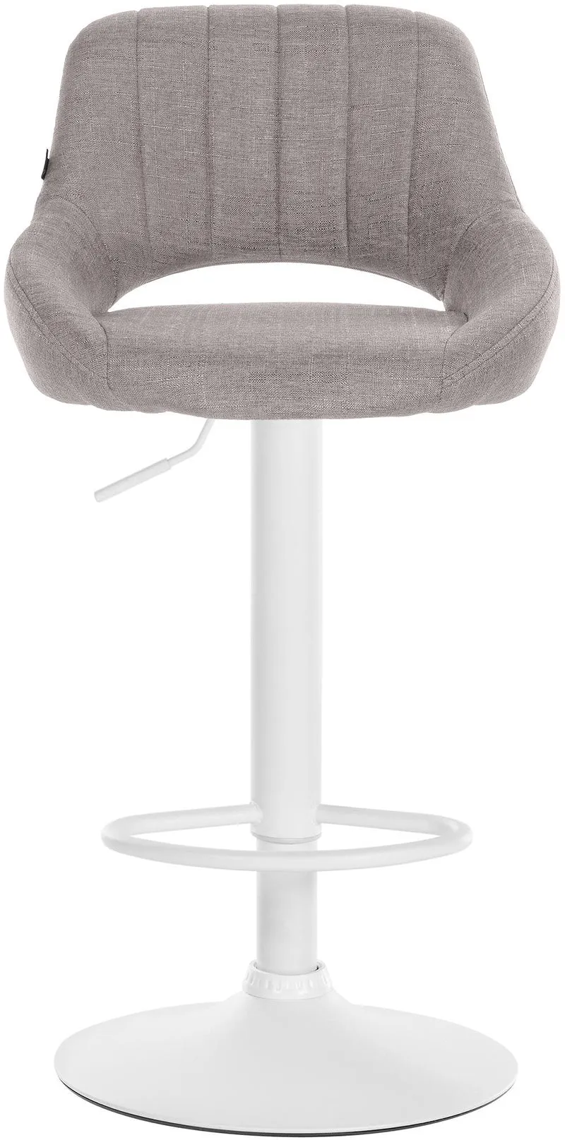 Lot de 2 tabourets de bar réglables en tissu gris dossier ajouré et pied métal blanc 10_0006338