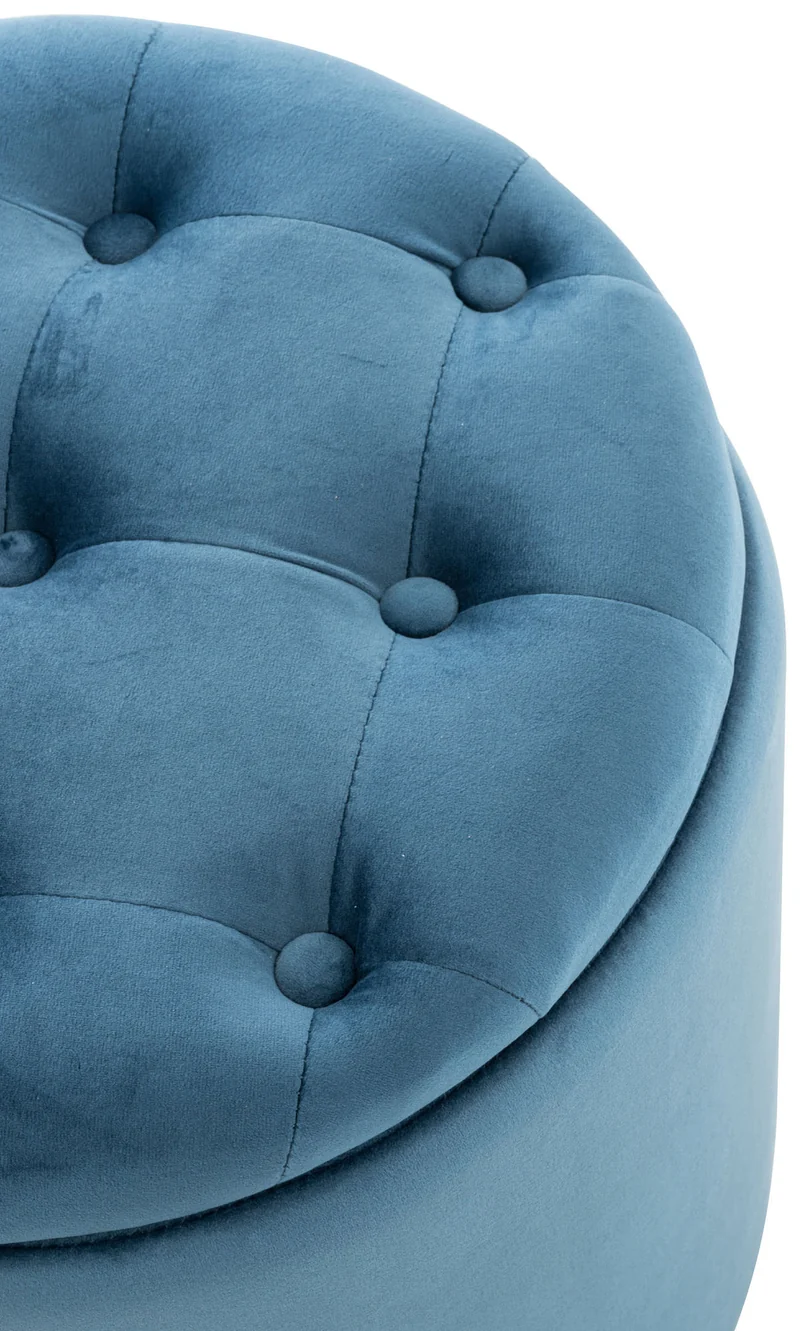 Pouf tabouret coffre avec espace de rangement en tissu velours bleu 42x44cm TABO10081
