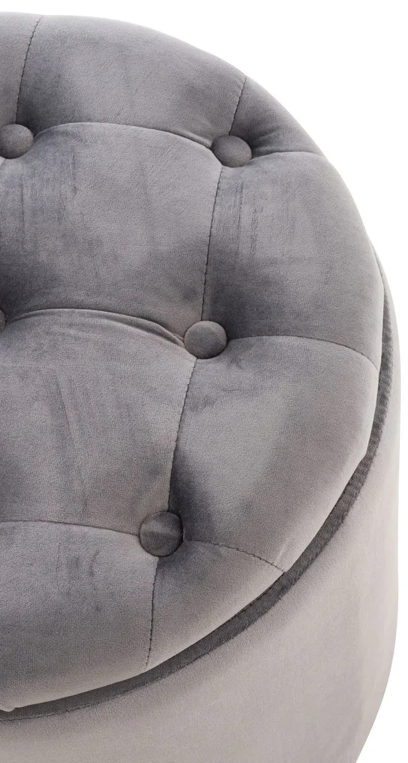 Pouf tabouret coffre avec espace de rangement en tissu velours gris 42x44cm TABO10080