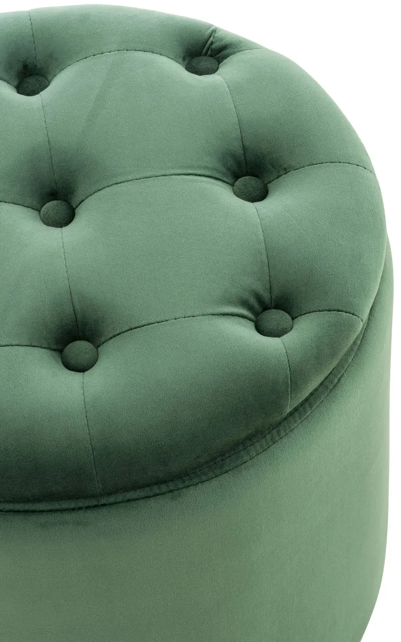 Pouf tabouret coffre avec espace de rangement en tissu velours vert 42 x 44cm TABO10077