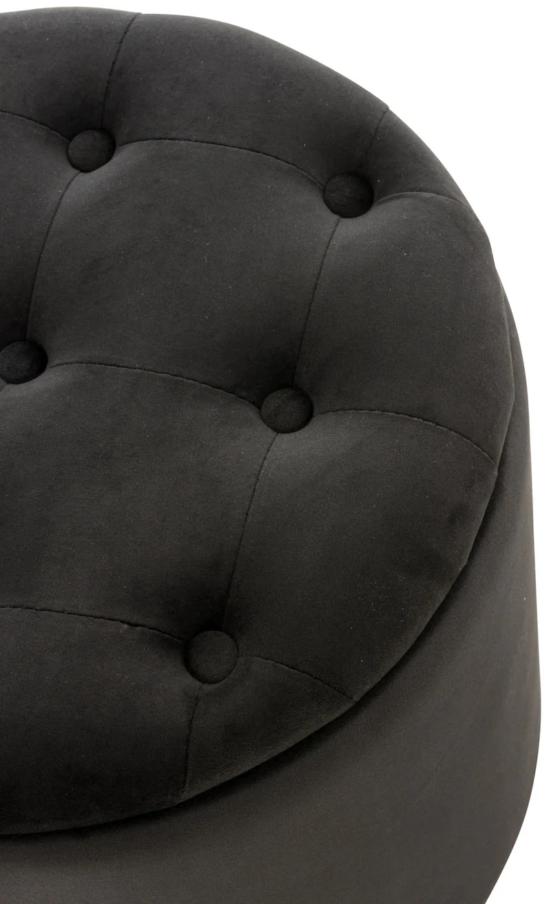 Pouf tabouret coffre avec espace de rangement en tissu velours noir 42x44cm TABO10082