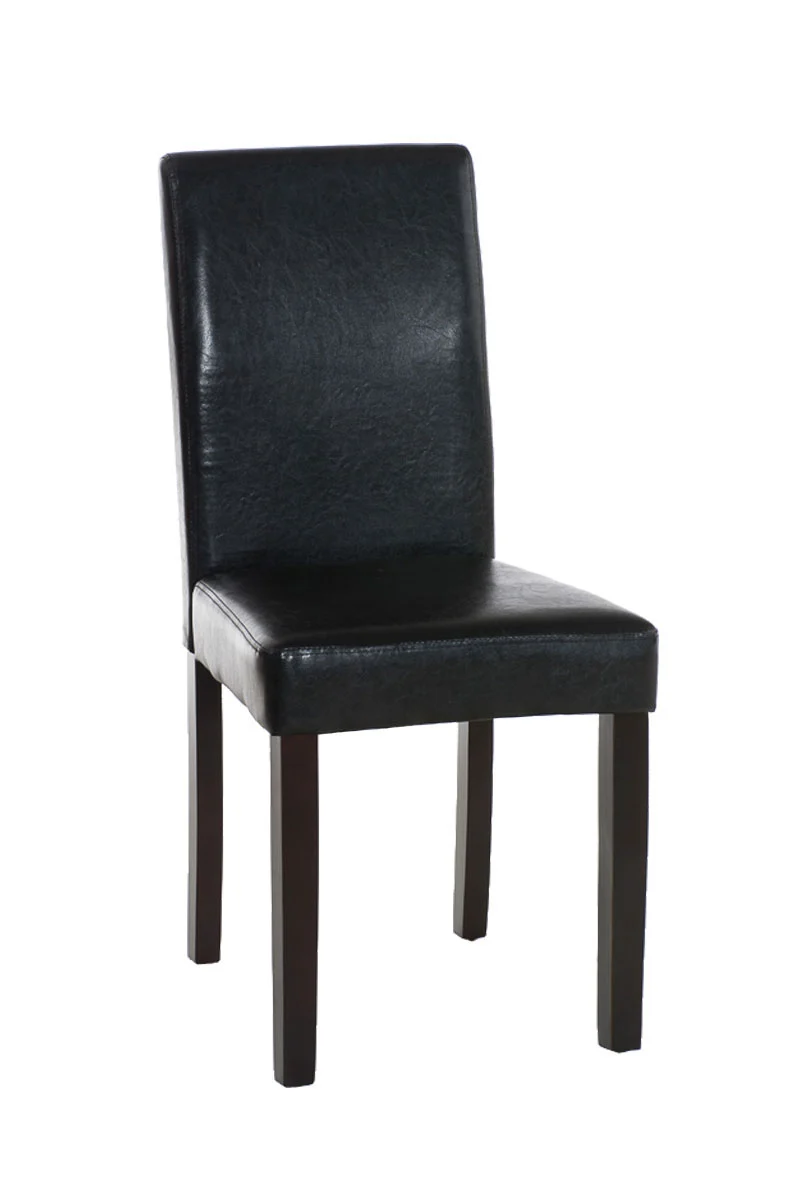 Chaise de salle à manger x1 design moderne en PVC noir et pieds en bois marron 10_0002016