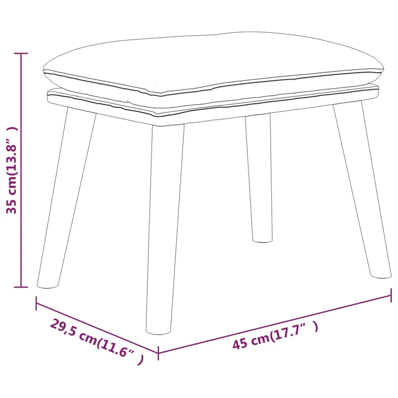 Repose-pieds tabouret 45 x 29,5 x 35 cm tissu gris DEC030207
