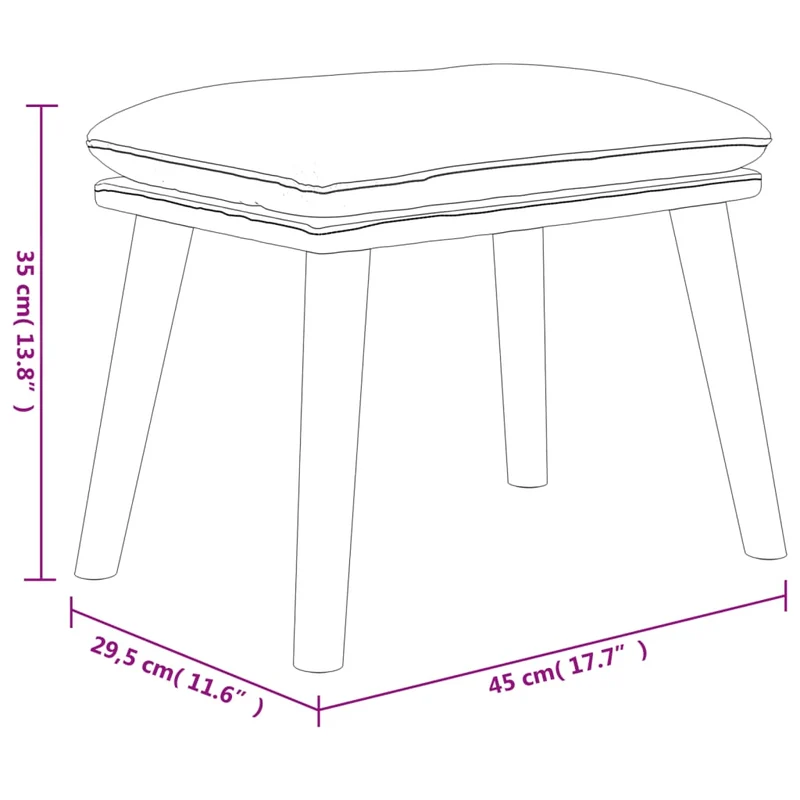 Repose-pieds tabouret 45 x 29,5 x 35 cm PVC noir DEC030463