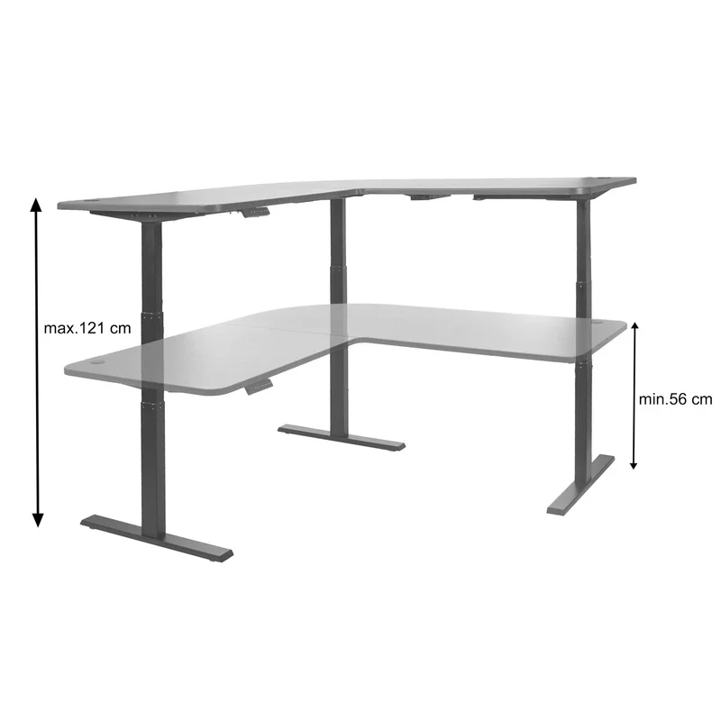 Bureau d angle électrique réglable en hauteur 3 moteurs 178x178 cm 84 kg HDF acier noir 04_0010929