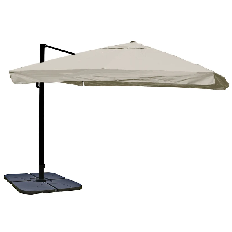 Parasol déporté inclinable 3,5x3,5 m diamètre 4,95 m avec pied inclus aluminium polyester crème gris 04_0010693
