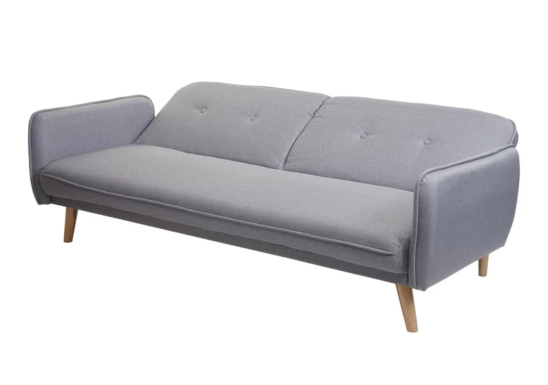Canapé convertible 3 places avec dossier réglable 185 cm tissu polyester gris 04_0010692