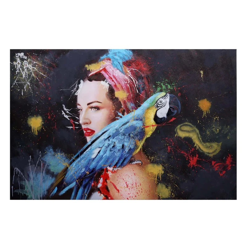 Tableau femme XL peint à la main à l’huile 120x180 cm toile polyester multicolore 04_0010885
