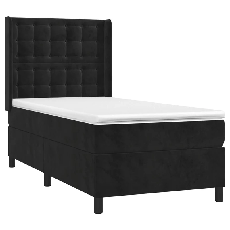 Cadre de lit LED avec sommier tête de lit matelas 100x200 cm tissu velours noir TDL0209314