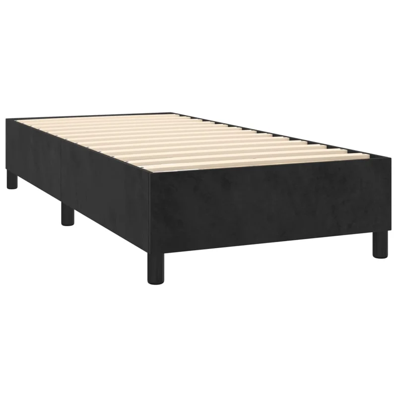 Cadre de lit LED avec sommier tête de lit matelas 100x200 cm tissu velours noir TDL0209314