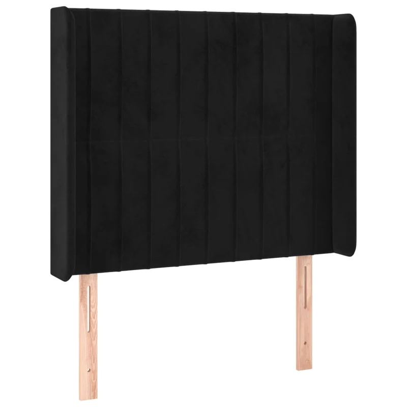 Tête de lit accessoire couchage chambre à coucher meuble avec rebord latéral 103 x 16 x 118/128 cm Tissu velours noir TDL0204628