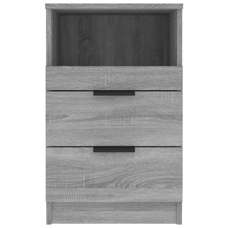Table de chevet avec deux tiroirs et compartiment ouvert 40 x 36 x 65 cm bois d'ingénierie gris DEC034688