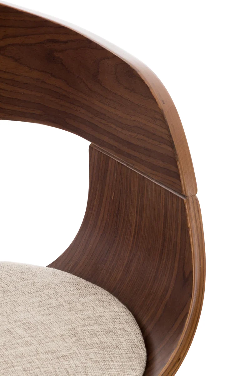 Lot de 2 tabourets de bar design scandinave en tissu crème et structure en bois couleur noyer 10_0004250