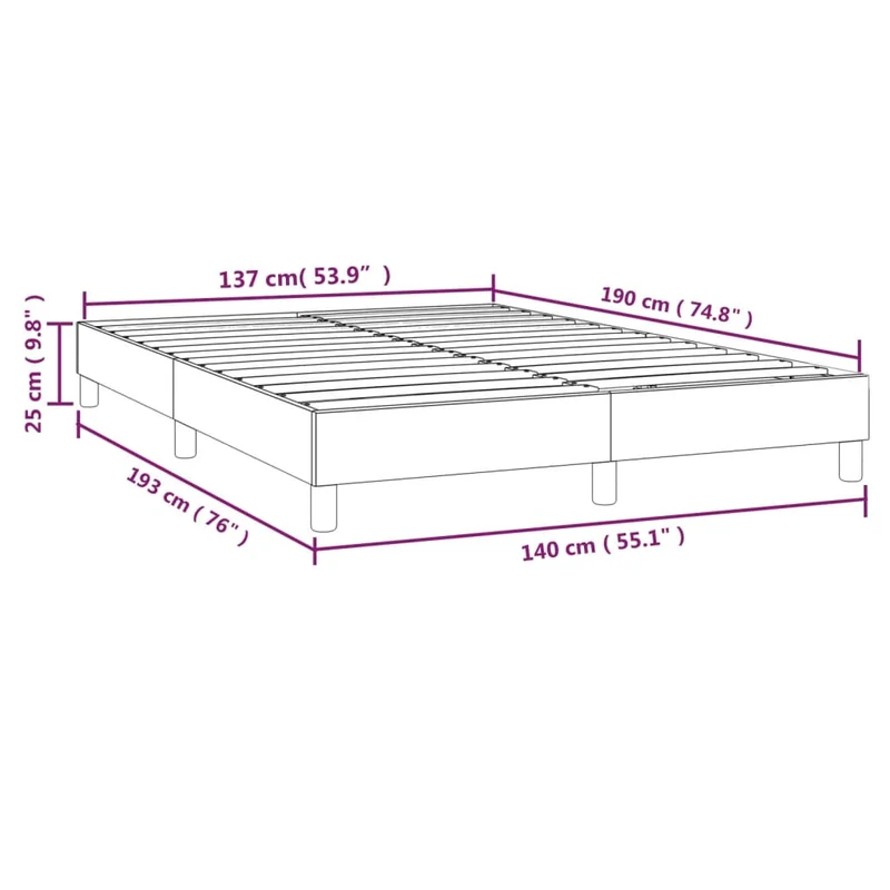Sommier à lattes sur pieds cadre de lit 140x190 cm tissu taupe TDL0206935