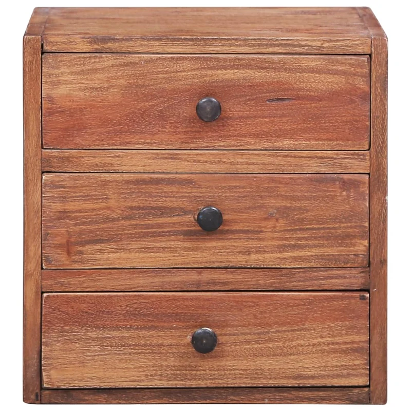 Table de chevet avec 3 tiroirs 35 x 25 x 35 cm bois d'acajou massif DEC033110