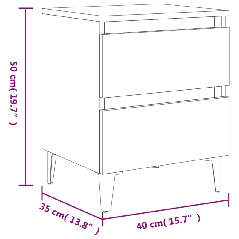 Lot de 2 tables de chevet avec tiroirs 40 x 35 x 50 cm bois d'ingénierie gris DEC035364