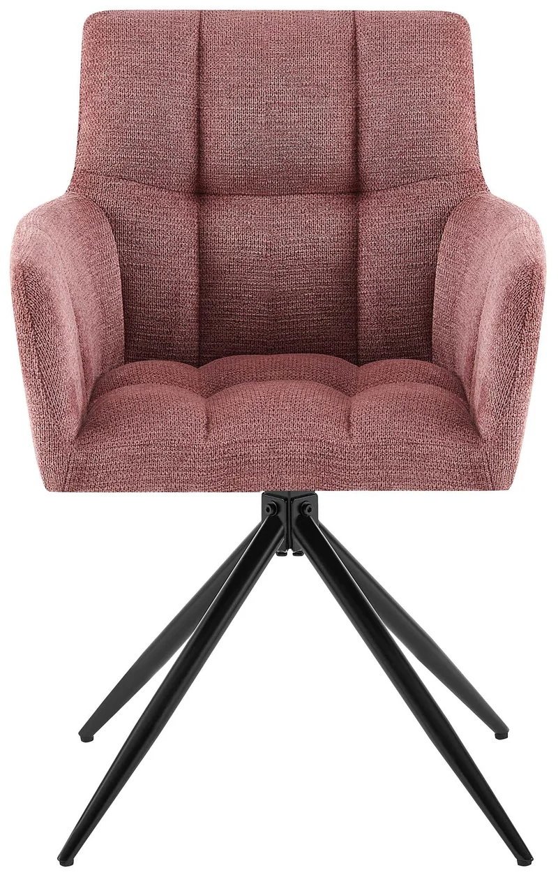 Chaise de salle à manger x1 moderne et confort mécanisme de rotation à 180° en tissu rose et métal 10_0007486