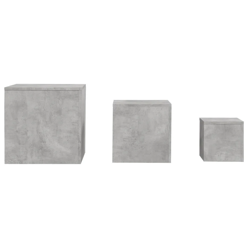 Lot de 3 tables d'appoint en bois d’ingénierie couleur gris béton DEC032667
