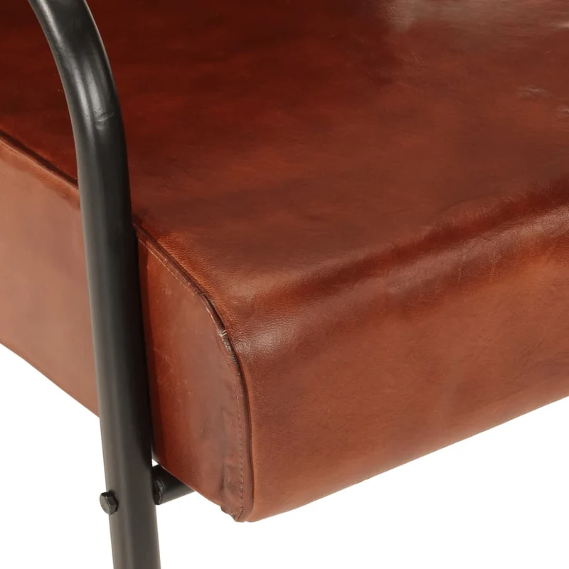 Fauteuil lounge design et moderne avec accoudoirs en cuir véritable marron DEC028634
