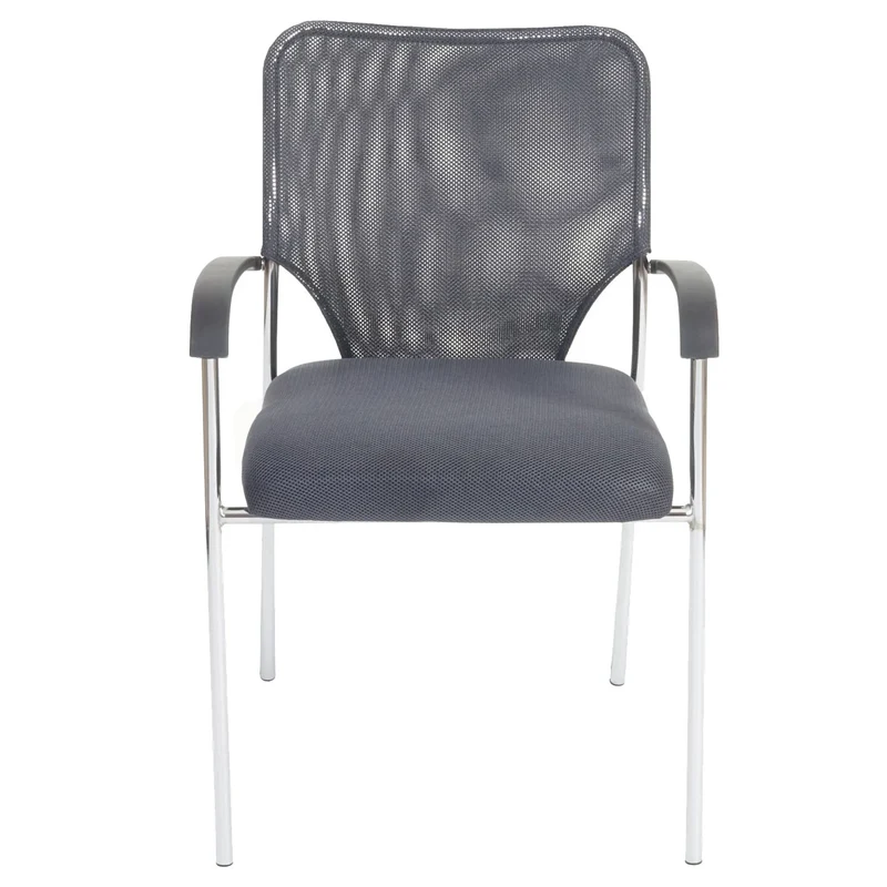 Lot de 4 chaises visiteur empilables avec accoudoirs structure métallique assise et dossier en mesh coloris anthracite 04_0011388