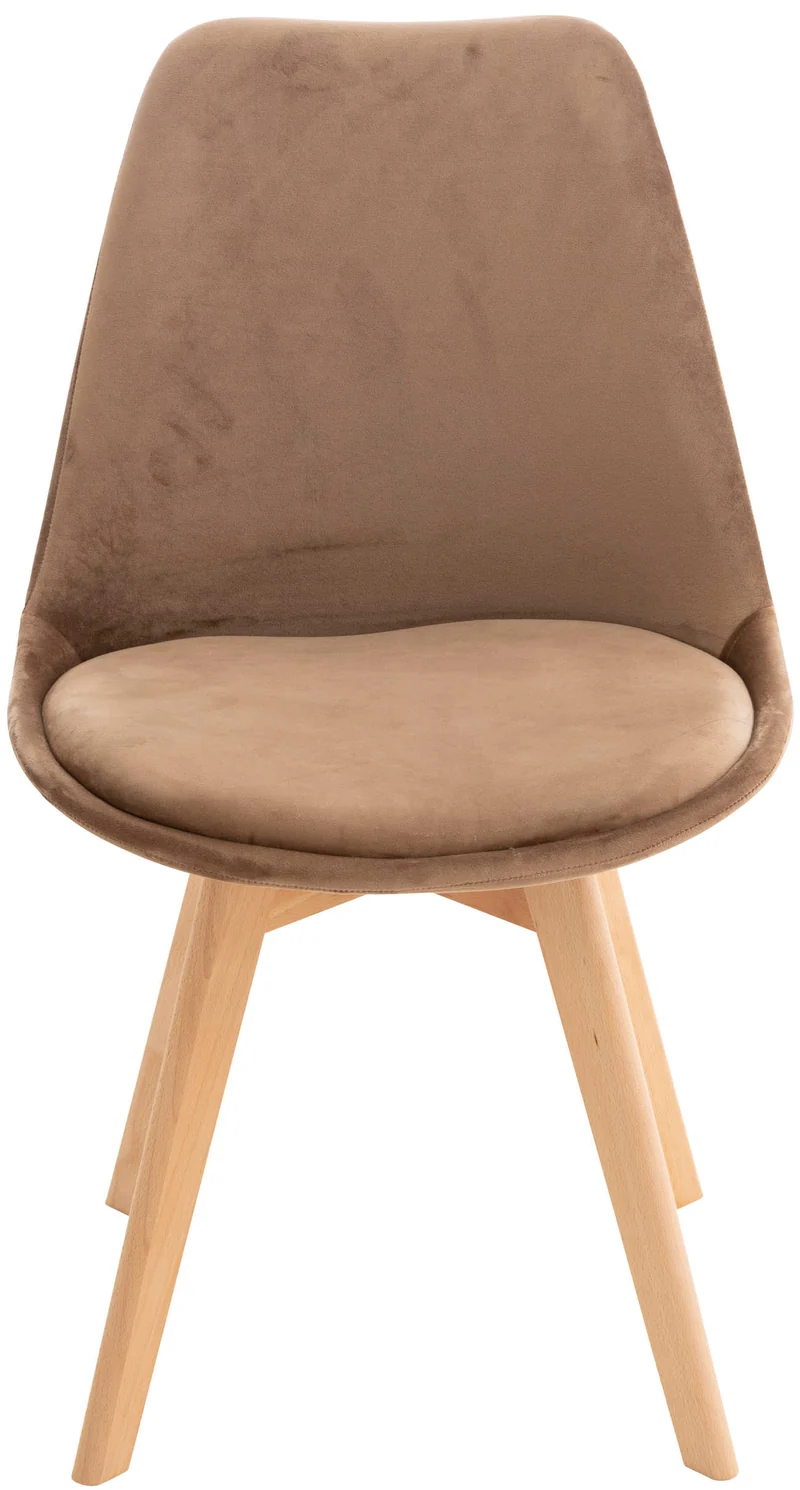 Chaise de salle à manger x1 design scandinave en velours marron et pieds en bois clair 10_0002281
