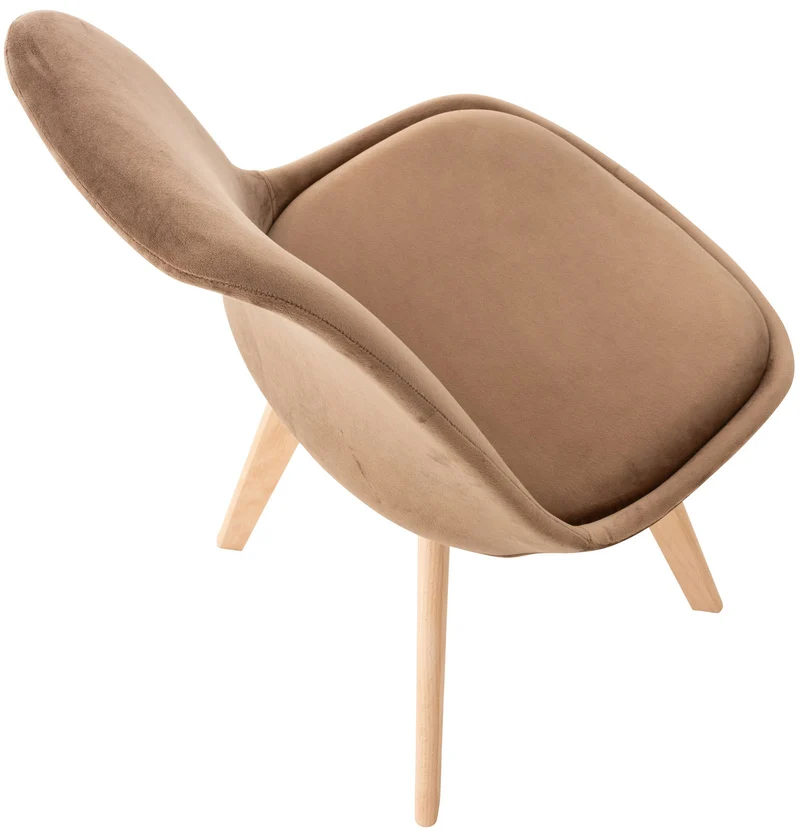 Chaise de salle à manger x1 design scandinave en velours marron et pieds en bois clair 10_0002281
