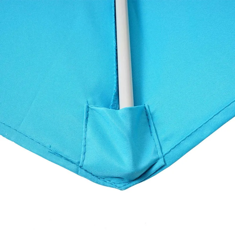 Parasol demi rond balcon envergure 270 cm gain de place sans pied UV50+ en tissu turquoise structure en aluminium 04_0011351