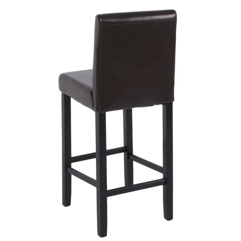 Lot de 2 tabourets de bar avec dossier et repose-pieds revêtement en cuir véritable marron structure en bois pieds foncés 04_0011613