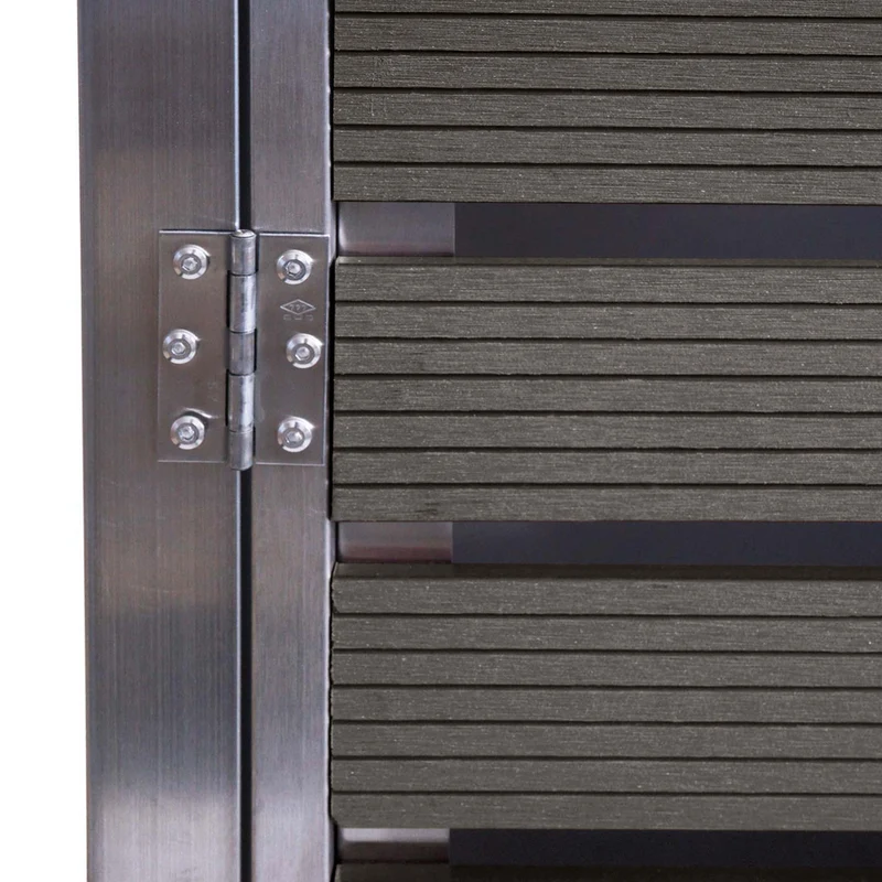 Abri poubelles triple 200 x 85 cm hauteur 120 cm bois composite anthracite acier inoxydable 04_0008234