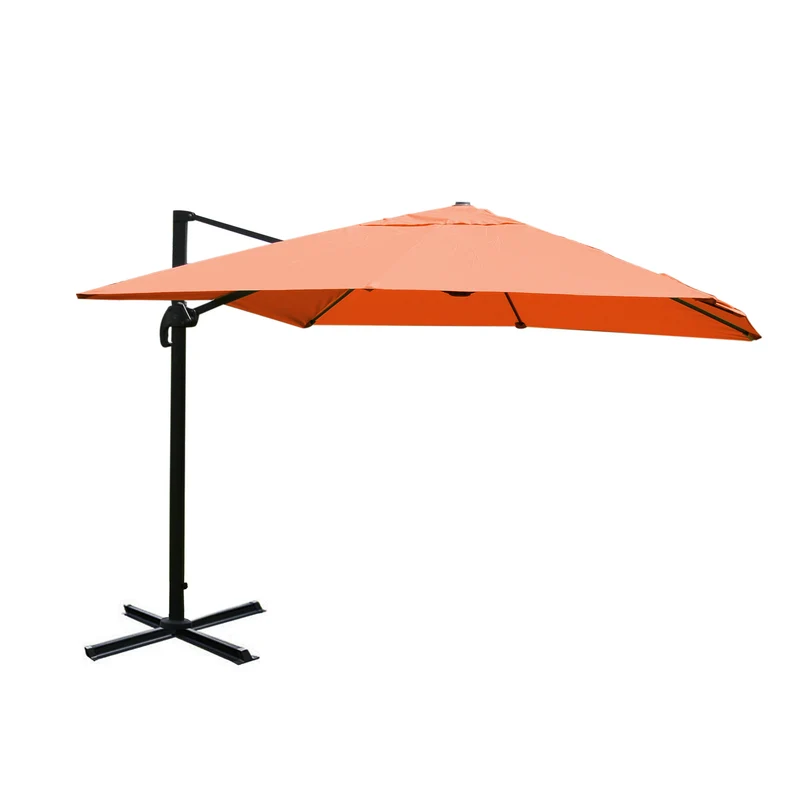 Parasol déporté 3x4 m diamètre 5 m inclinable manivelle sans pied aluminium polyester terracotta 04_0007990