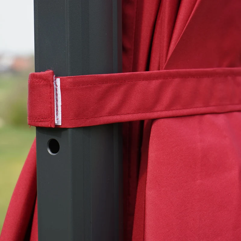 Parasol déporté 3x3 m diamètre 4,3 m inclinable manivelle sans pied aluminium polyester bordeaux 04_0007968