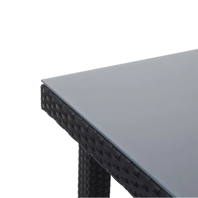Table de jardin 80 x 80 cm avec plateau en verre poly rotin noir structure acier 04_0010927