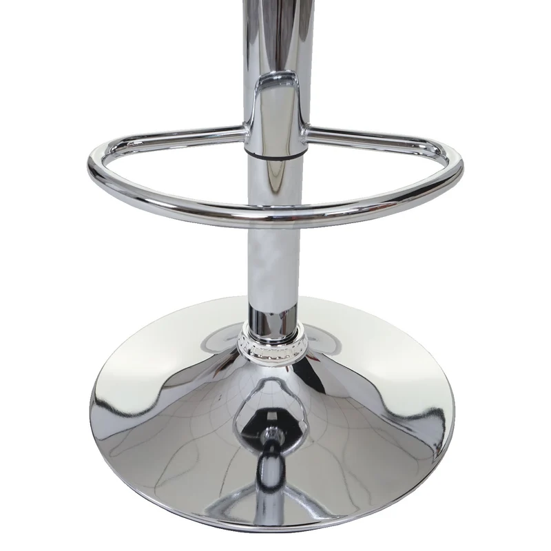 Lot de 2 tabourets de bar réglables hauteur 87 à 107 cm pivotants 360 avec dossier tissu gris foncé simili cuir blanc métal chromé 04_0010920