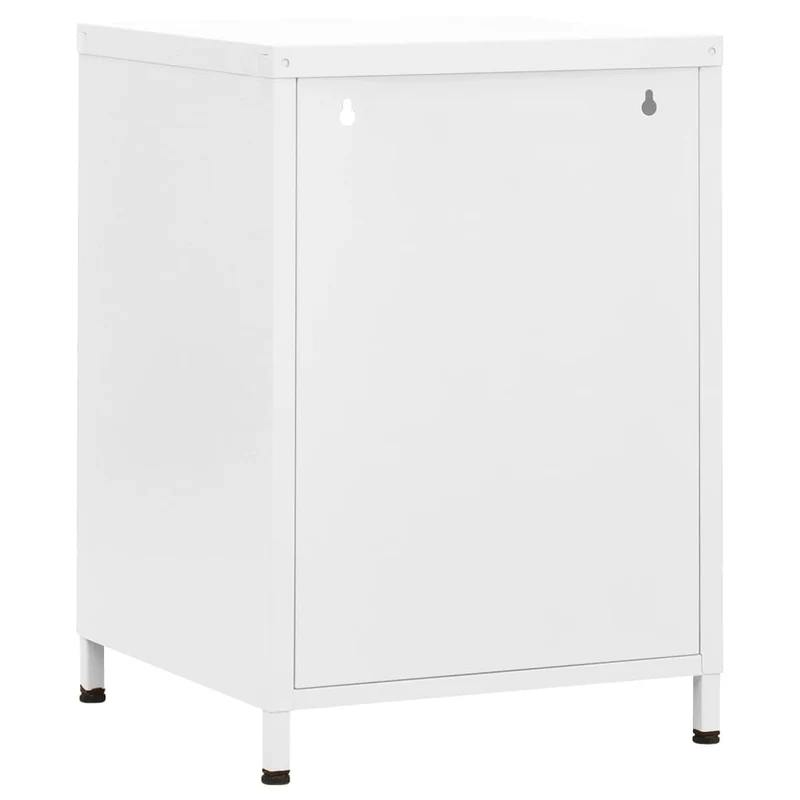 Table de chevet avec étagère ouverte avec porte 35 x 35 x 51 cm acier blanc DEC033300