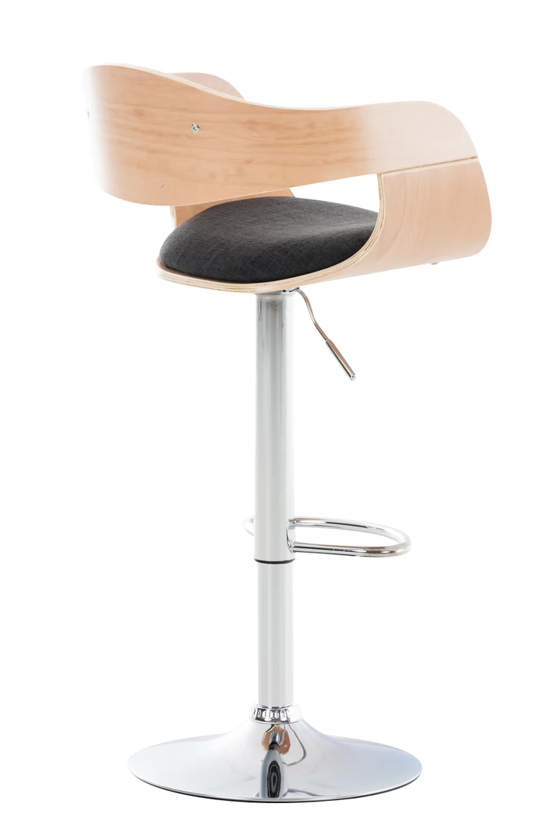 Tabouret de bar x1 design scandinave en tissu gris foncé et structure en bois clair 10_0005051