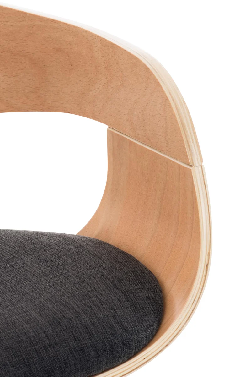 Tabouret de bar x1 design scandinave en tissu gris foncé et structure en bois clair 10_0005051