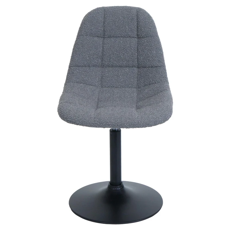 Lot de 2 chaises de salle à manger pivotantes 83 cm design coque tissu bouclé gris foncé structure acier noir 04_0009873