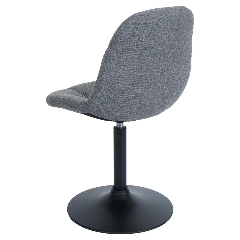 Lot de 2 chaises de salle à manger pivotantes 83 cm design coque tissu bouclé gris foncé structure acier noir 04_0009873