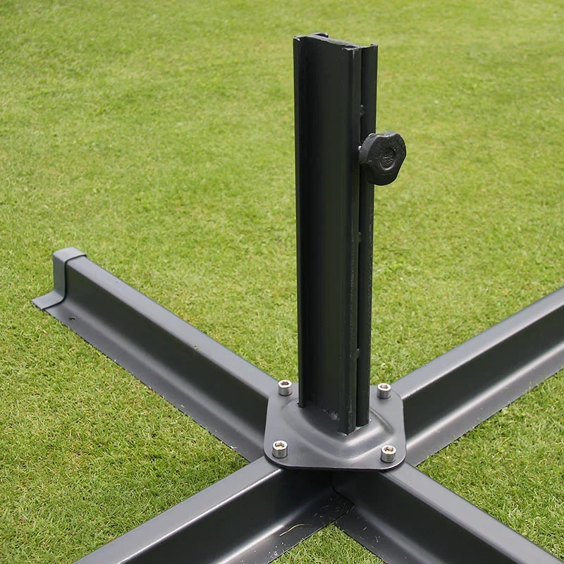 Parasol déporté 3 x 3 m hauteur 251 cm inclinable avec manivelle aluminium et polyester couleur crème 04_0011234