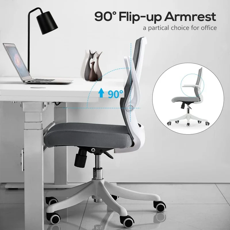 Chaise de bureau ergonomique accoudoirs mécanisme de bascule en maille gris BUR04105
