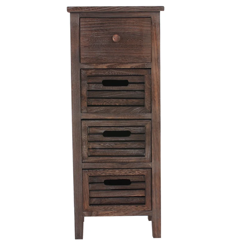 Commode meuble à tiroirs 4 tiroirs 74x30x25 cm aspect vintage marron 04_0006536