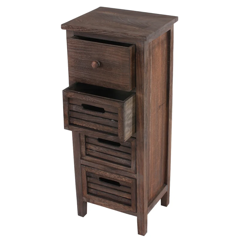 Commode meuble à tiroirs 4 tiroirs 74x30x25 cm aspect vintage marron 04_0006536