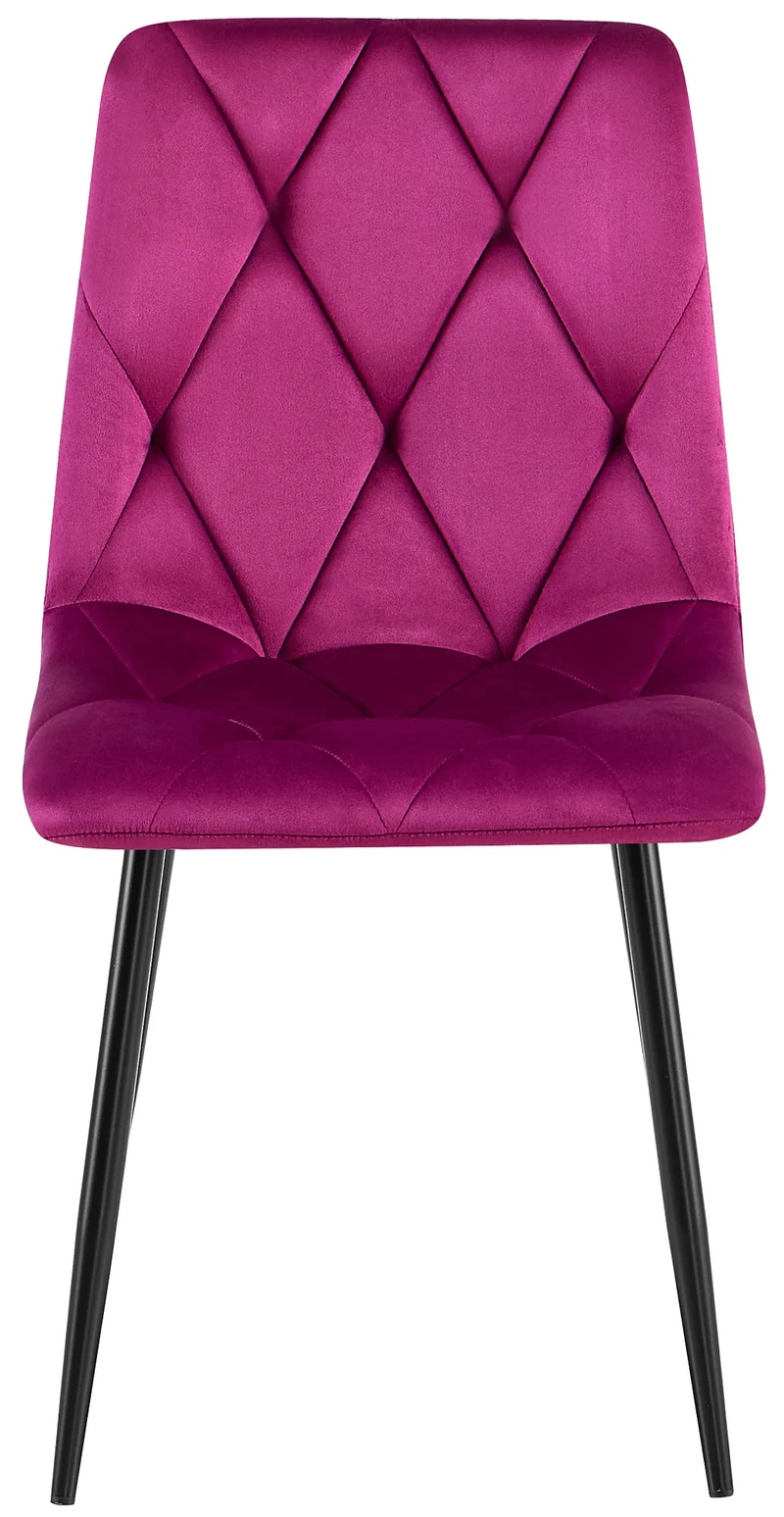 Lot de 2 chaises de salle à manger design moderne surpiqûres en losange velours violet et cadre métal noir 10_0007611