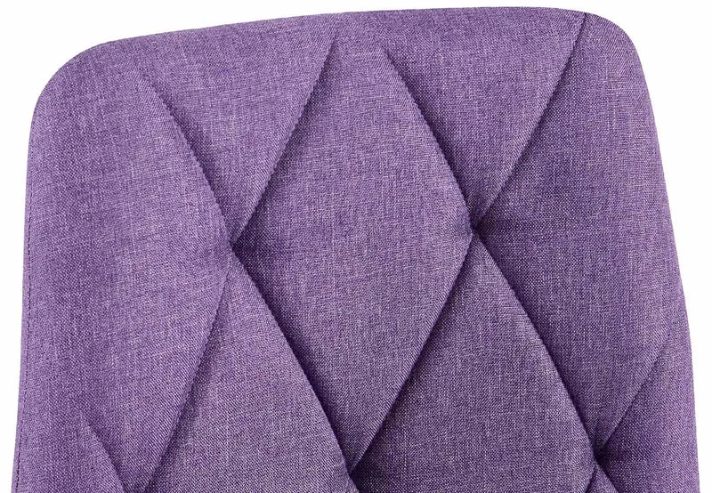Chaise de salle à manger x1 design moderne surpiqûres en losange tissu violet et cadre métal noir 10_0007361