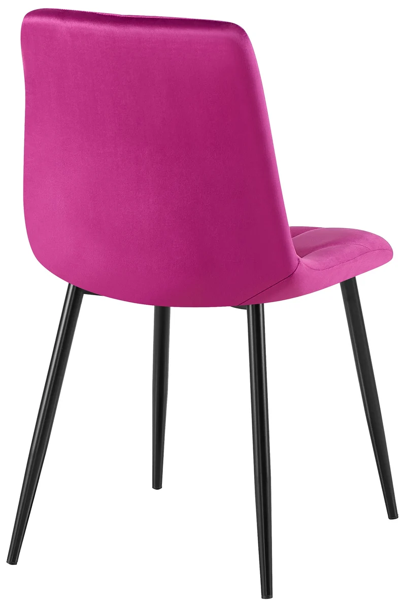 Chaise de salle à manger x1 design moderne surpiqûres en losange velours violet et cadre métal noir 10_0007371